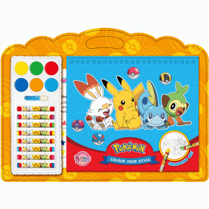 Pokémon สมุดภาพระบายสีพร้อมชุดสี Colour Your Style + สีน้ำและสีชอล์ก